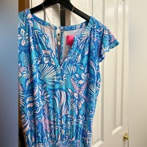 NWOT Lilly Pulitzer dress. Amalfi Blue 💙 Ravi short-sleeved romper dress.